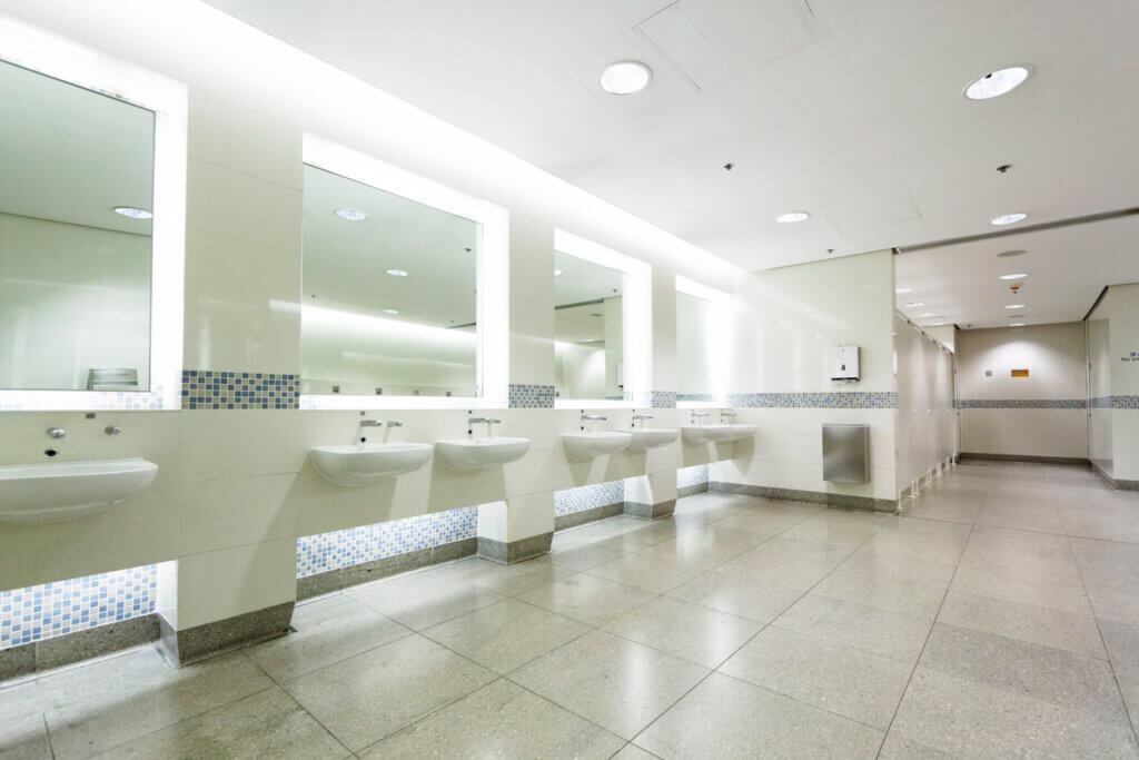 Hospital bathroom design for complex plumbing