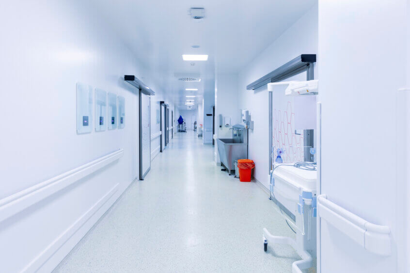 plumbing in a hospital operating room corridor